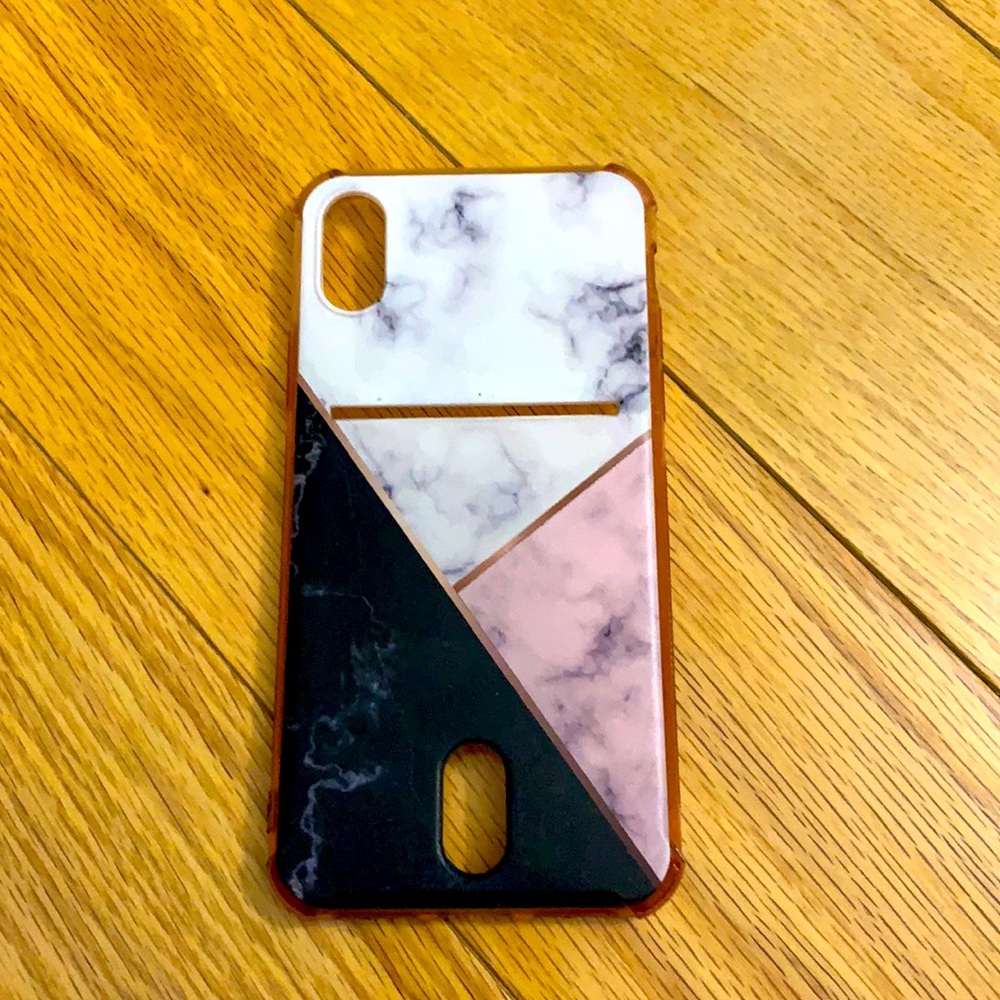 Marbelized iPhone X case with credit card holder